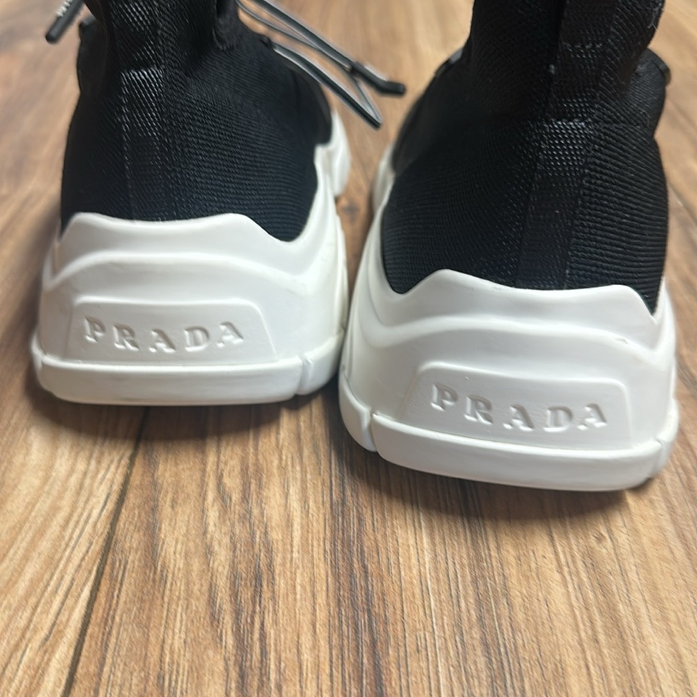 **Sold** Authentic Woman’s Prada black lace up knit sneakers. Size 38.5 EU. - Picture 8 of 9